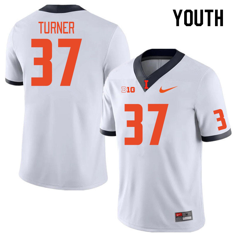 Youth #37 Solo Turner Illinois Fighting Illini College Football Jerseys Stitched Sale-White